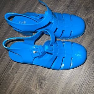 Blue Jelly sandals women US Size 11 3in heel